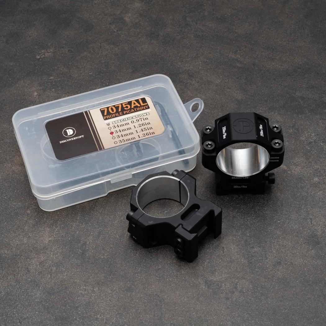 Alu 7075 (Anneaux) Colliers de montage Discovery tube 34 mm rail picatinny